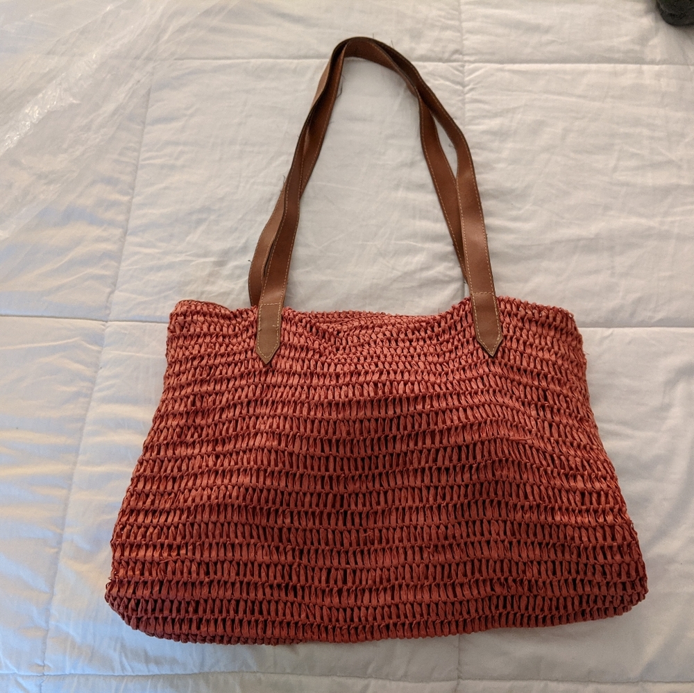 Wicker-like Tote in Blush Pink